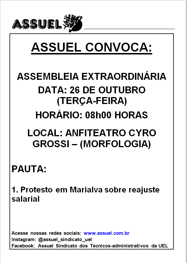 ASSEMBLEIA EXTRAORDINÁRIA - 26/10/2021 - CAMPUS